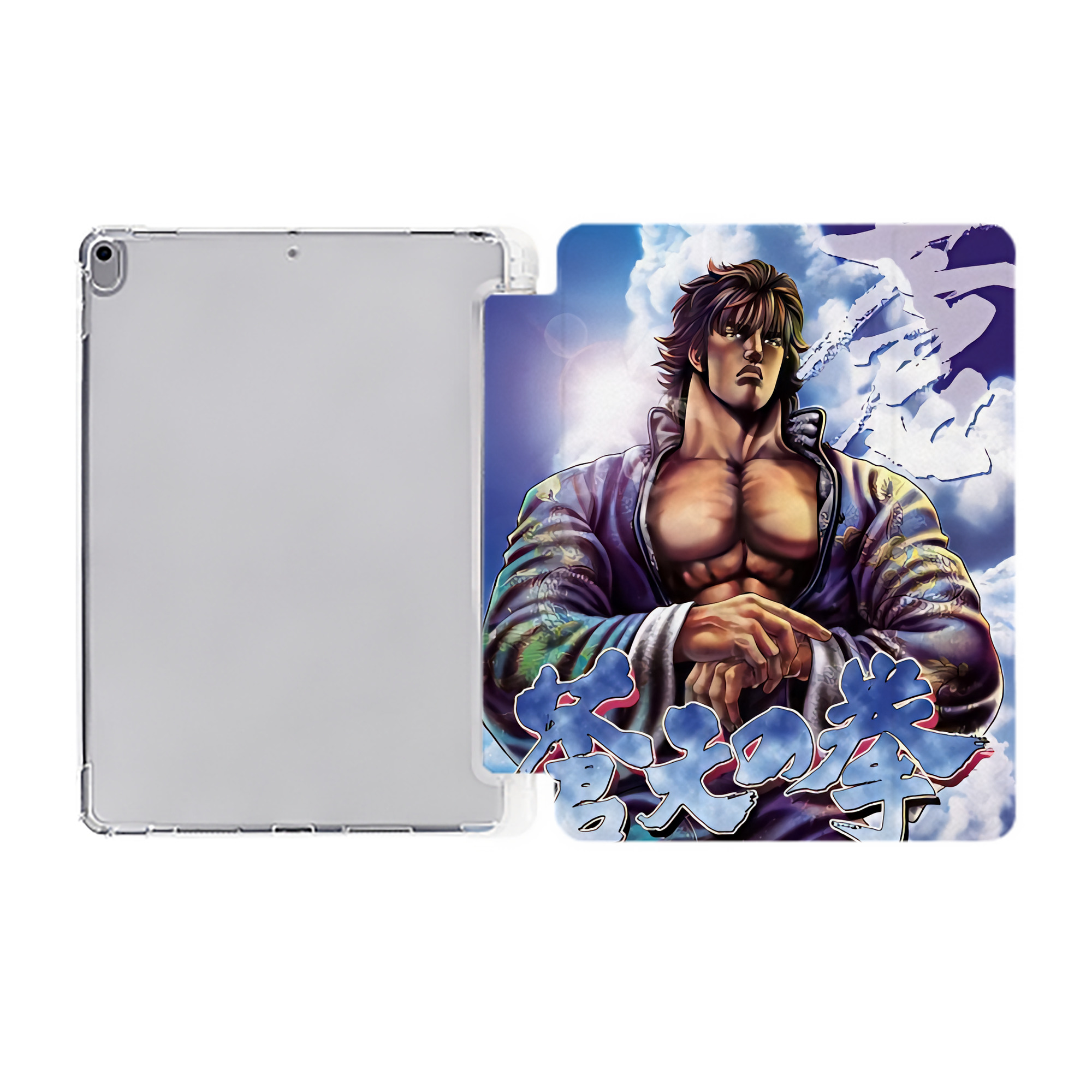 （画像用） 北斗の拳 Fist of the North Star IPad ケース ペン収納付き 三つ折りスタンド PUレザー×シリコン 対応機種9.5/10.5/10.9インチ
